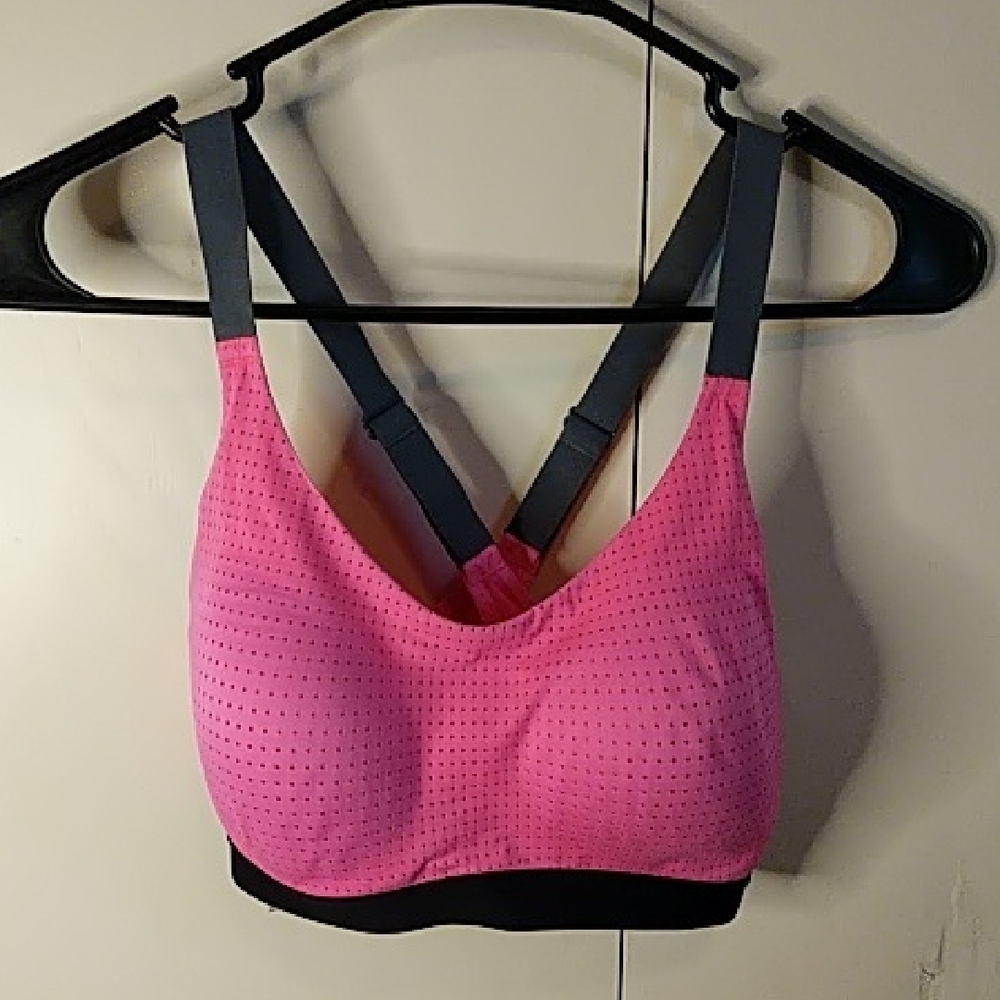 Pink and Black Women's Sports Bra
